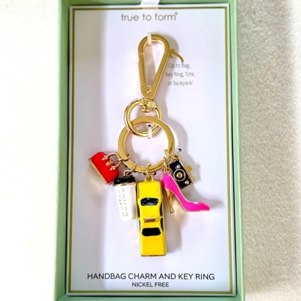 💛▪️True to Form▪️ New York City Taxi Yellow Cab Coffee Handbag Charm Key Ring